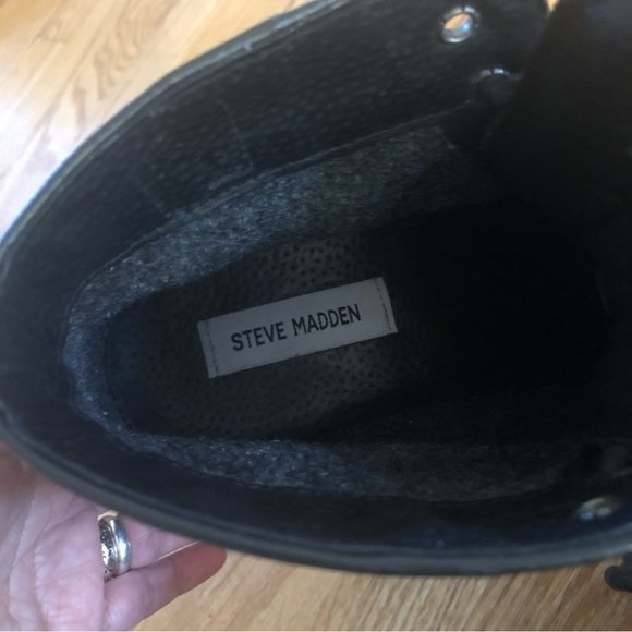 Steve Madden ULTIMATE Leather Boots Lace Up Rugged Gray - Picture 9 of 13